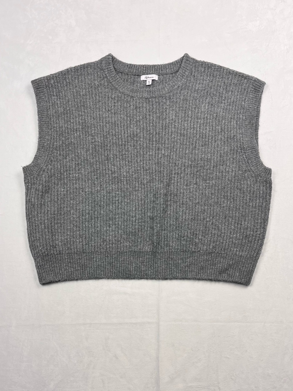 Reitmans Grey Chunky Knit Sweater Vest Crew Neck Size XL